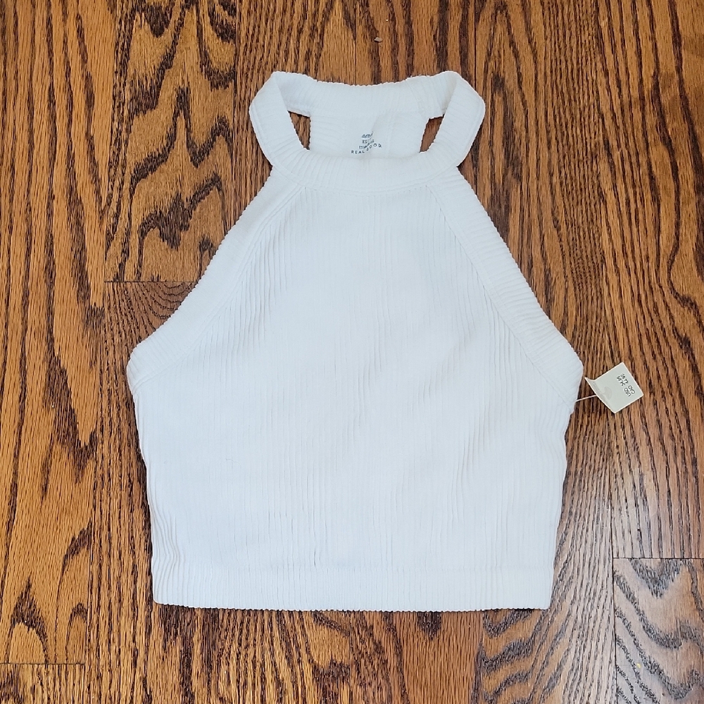 Aerie Halter Neck Cropped Ribbed Top